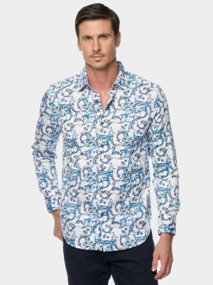 Robert Graham Acosta Long Sleeve Button Down Shirt Kék | 516VFQUBE