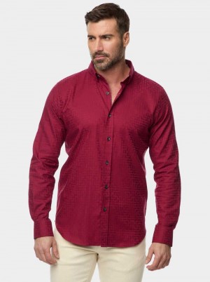 Robert Graham Amory 2 Long Sleeve Button Down Shirt Bordó | 842ISUYHC