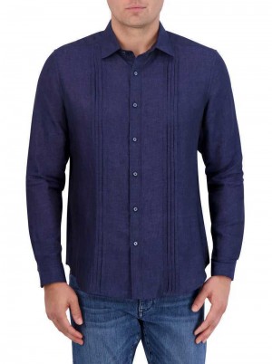 Robert Graham Baradero Long Sleeve Button Down Shirt Sötétkék | 649WTKUPN