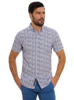 Robert Graham Bassel Short Sleeve Button Down Shirt Kék | 487KXCMUG