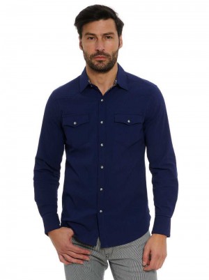 Robert Graham Cantina Long Sleeve Button Down Shirt Sötétkék | 095XGRNZT