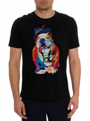 Robert Graham Casino Graham T-shirt Fekete | 147IFHUKO