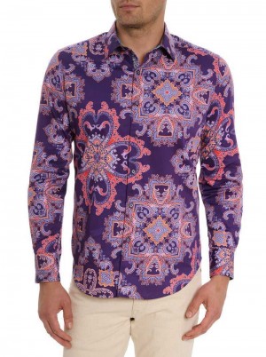 Robert Graham Casino Royale Long Sleeve Button Down Shirt Lila | 921UXOSRF