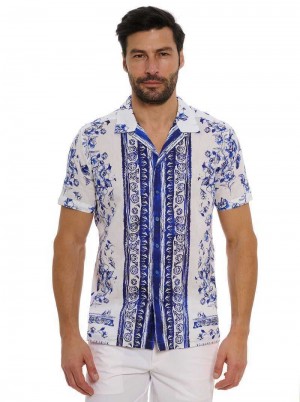 Robert Graham Corsica Short Sleeve Button Down Shirt Kék | 821GTEWUL