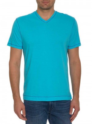 Robert Graham Eastwood T-shirt Aqua | 568IPHULC