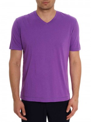 Robert Graham Eastwood T-shirt Grape | 375FVIKRJ