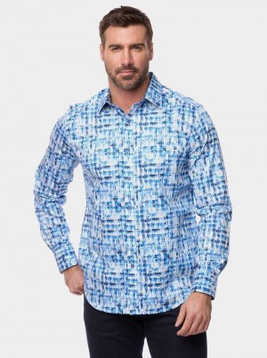 Robert Graham Erasmus Long Sleeve Button Down Shirt Kék | 670SMQAOU