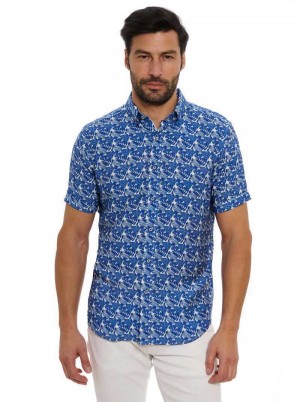 Robert Graham Henrik Short Sleeve Button Down Shirt Sötétkék | 534MICPTF