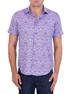 Robert Graham Highland Short Sleeve Button Down Shirt Magenta | 742VKDATL