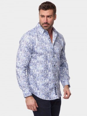 Robert Graham Kano Long Sleeve Button Down Shirt Kék | 627DZHOTF