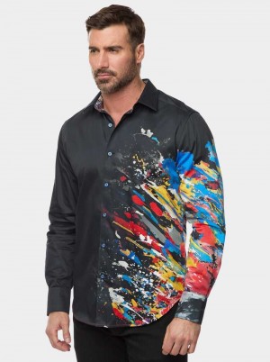 Robert Graham Knightsbridge Long Sleeve Button Down Shirt Fekete | 742PUABDG