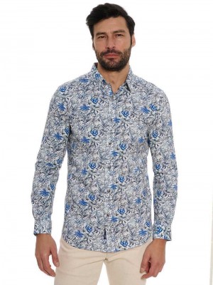 Robert Graham Leif Long Sleeve Knit Shirt Kék | 347RPVIBF