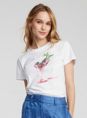 Robert Graham Martini Mix T-shirt Fehér | 296TDBAXI