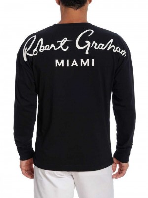 Robert Graham Miami Long Sleeve T-shirt Fekete | 751UPIMKB