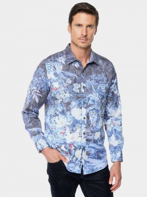 Robert Graham Nadine Long Sleeve Button Down Shirt Sötétkék | 607NMBKWQ