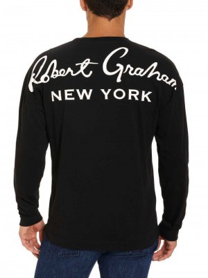 Robert Graham New York Long Sleeve T-shirt Fekete | 914QHUJSL