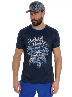 Robert Graham Pickle Sport Club T-shirt Sötétkék | 638GUSTQL