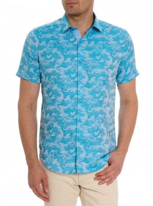 Robert Graham Poseidon Short Sleeve Button Down Shirt Türkiz | 125YNTRVF