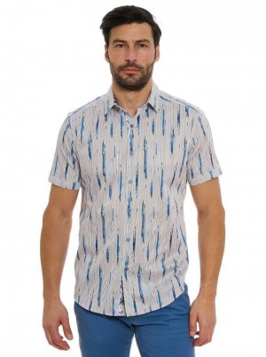 Robert Graham Shipping Lines Short Sleeve Button Down Shirt Kék | 012SRHUAX