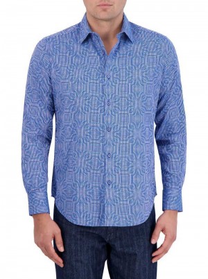 Robert Graham Voyage Long Sleeve Button Down Shirt Kék | 956XCSVTE