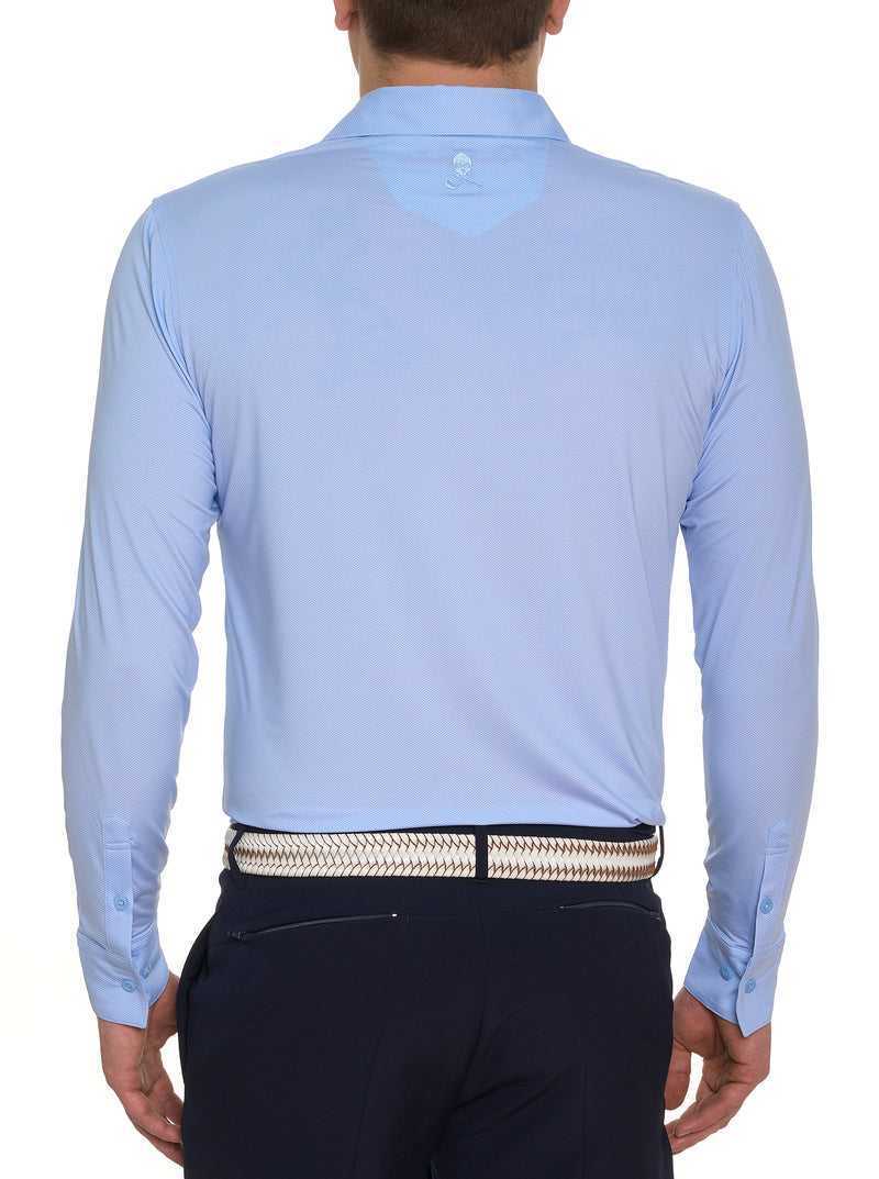 Robert Graham Alastor Long Sleeve Performance Polo Világos Kék | 052TGEDHP