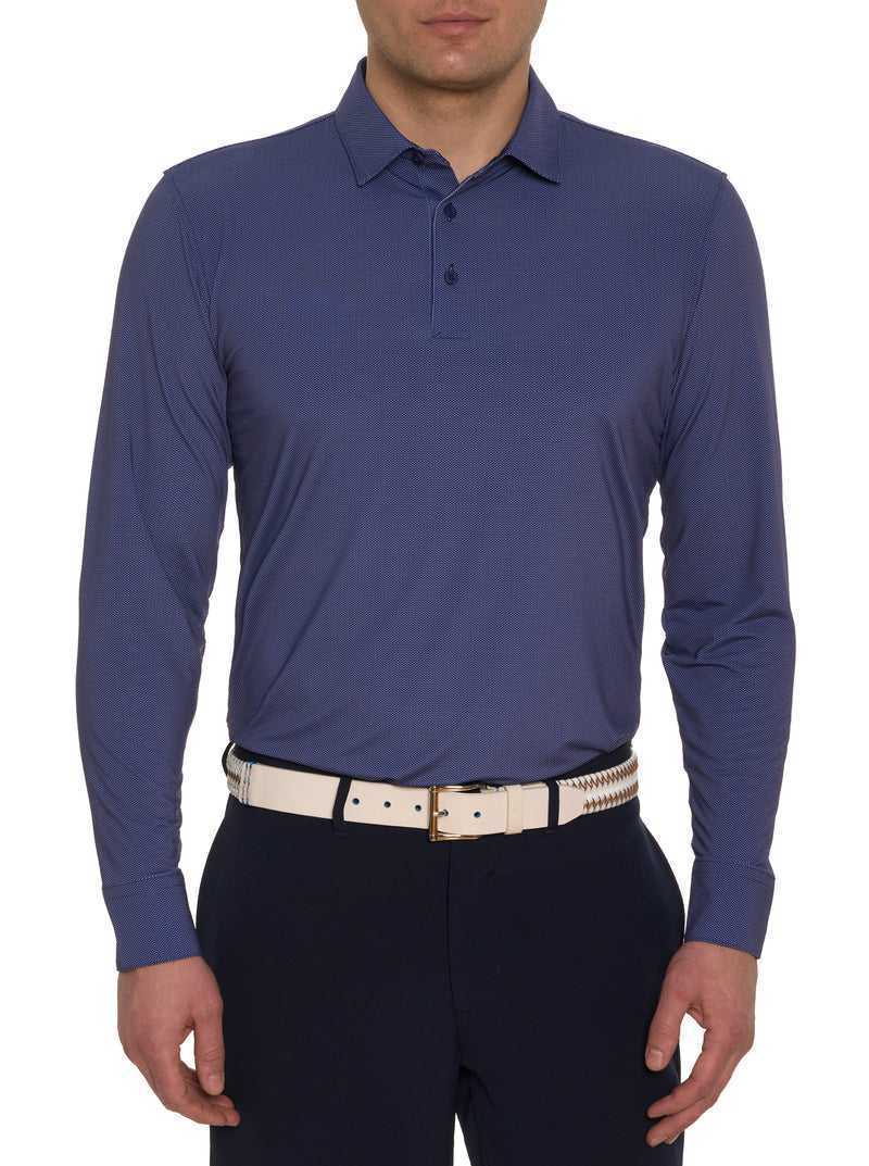 Robert Graham Alastor Long Sleeve Performance Polo Világos Kék | 052TGEDHP