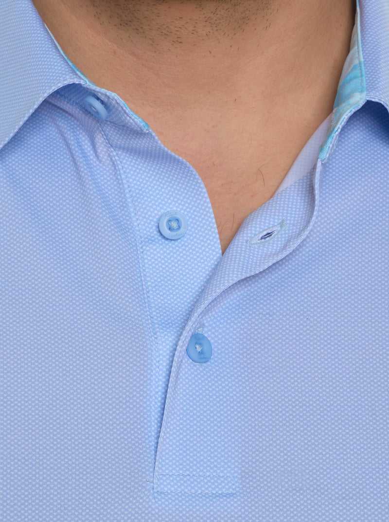 Robert Graham Alastor Long Sleeve Performance Polo Világos Kék | 713IJUQKL