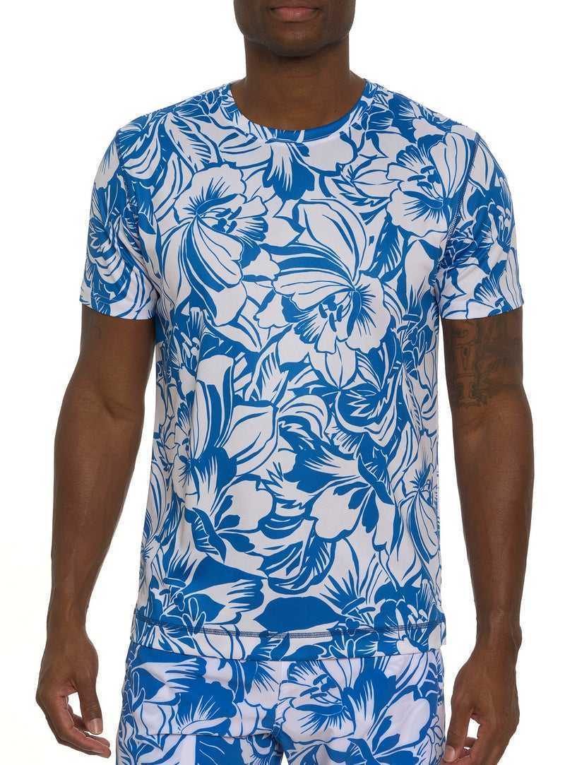 Robert Graham Beach Hibiscus Performance Graphic T-shirt Kék | 416NPFYQM