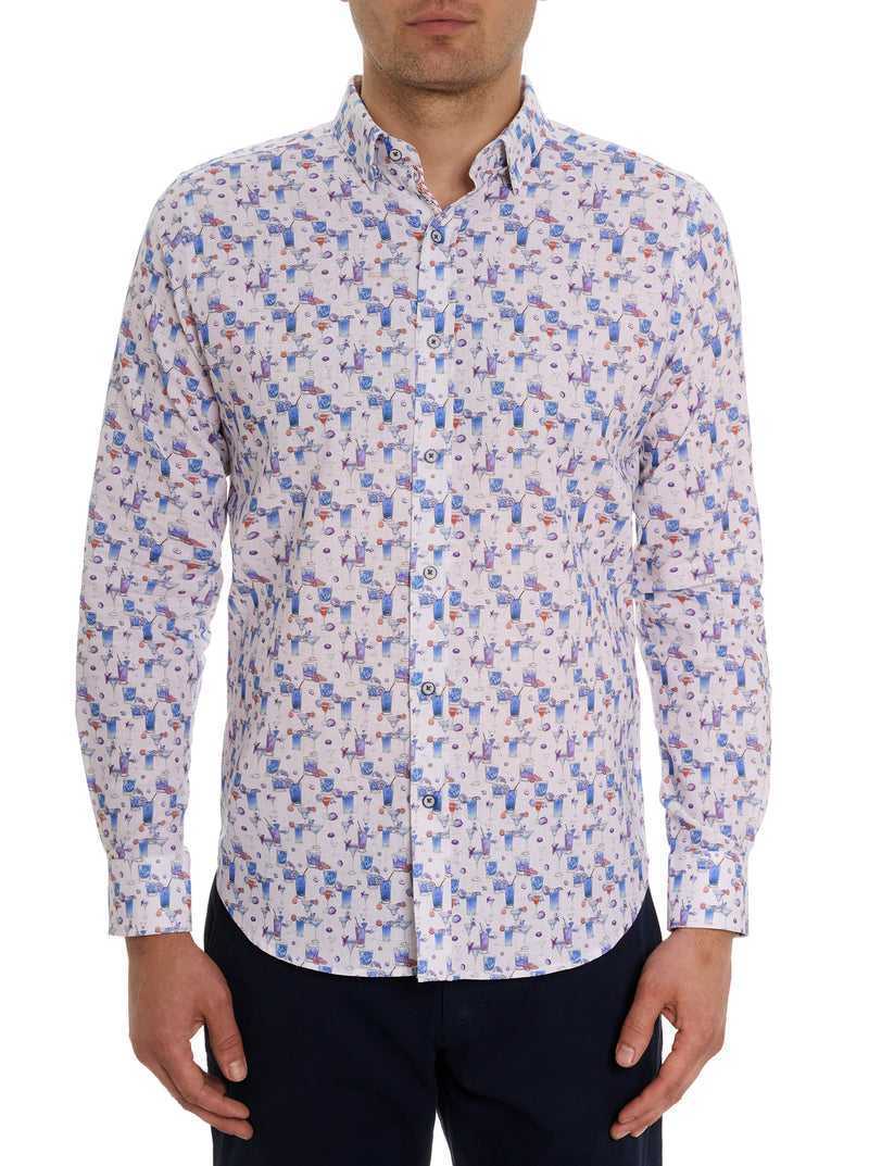 Robert Graham Blue Hawaiian Long Sleeve Button Down Shirt Tailored | 451FNHJCK