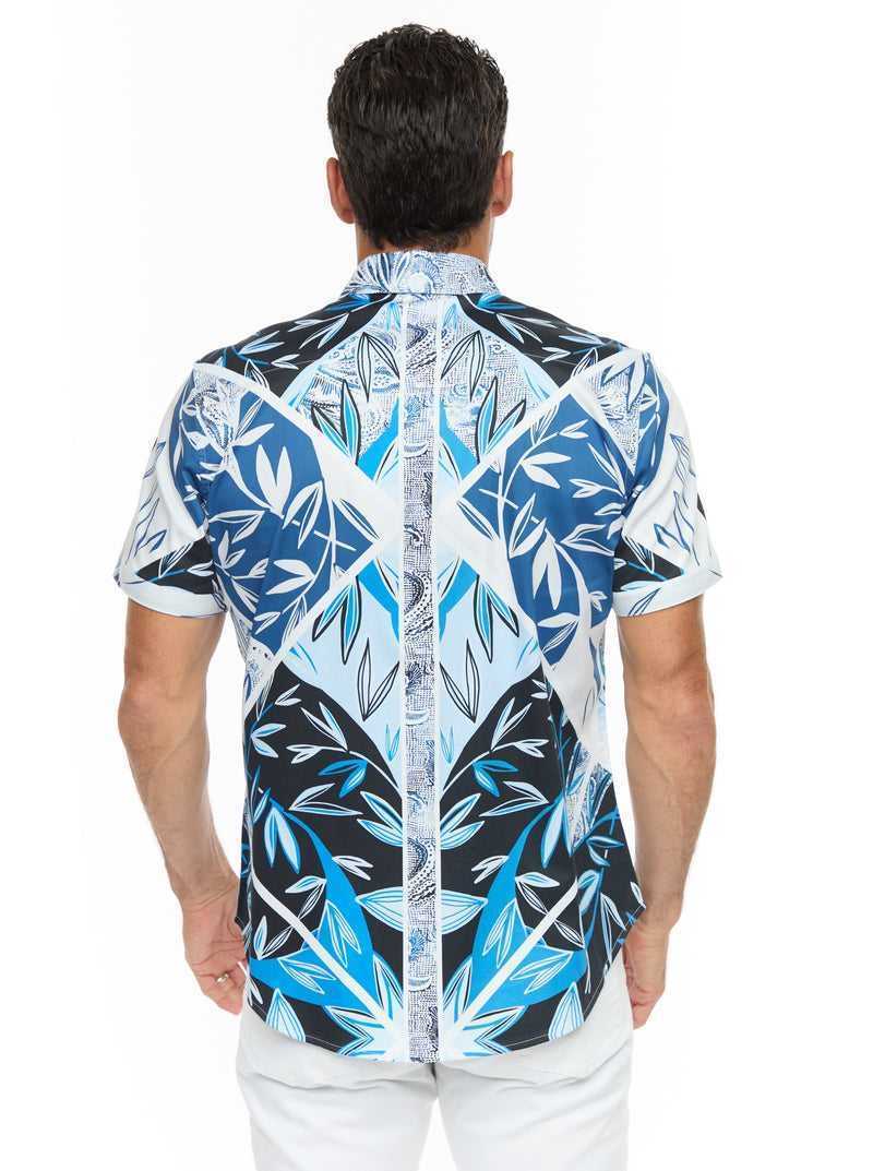 Robert Graham Blue Palm Short Sleeve Button Down Shirt Kék | 940INVALK