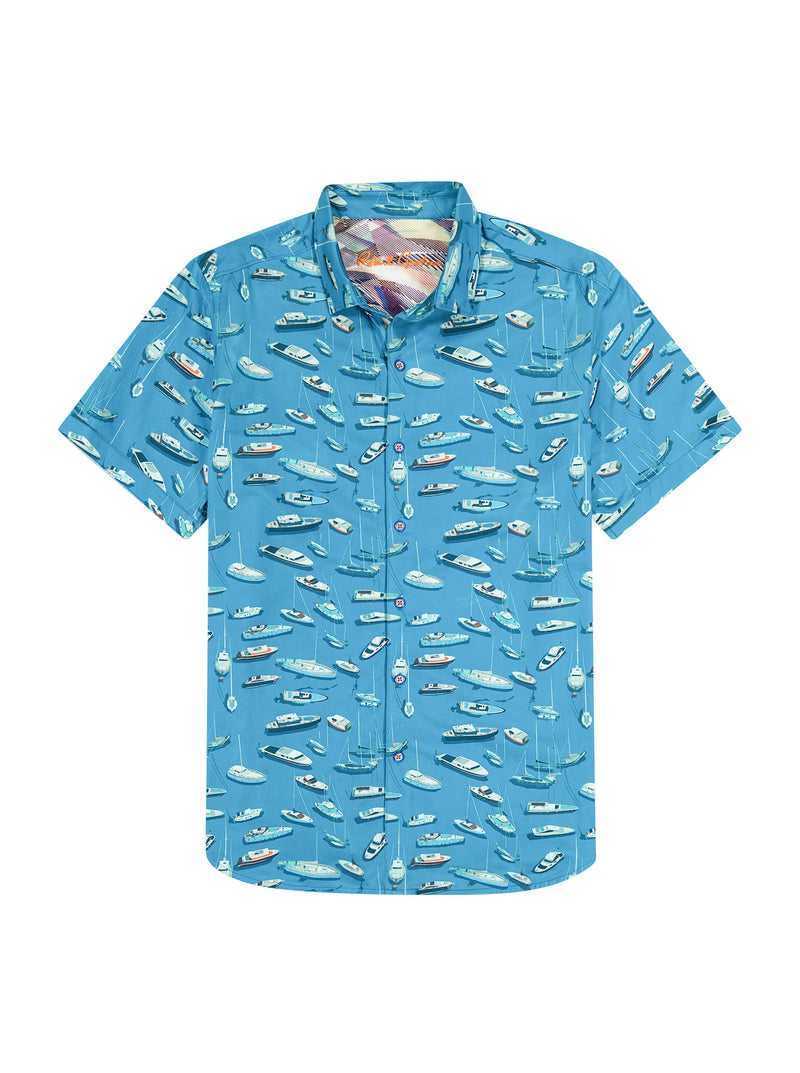 Robert Graham Boat Marina Short Sleeve Knit Shirt Teal | 073ISZGCF