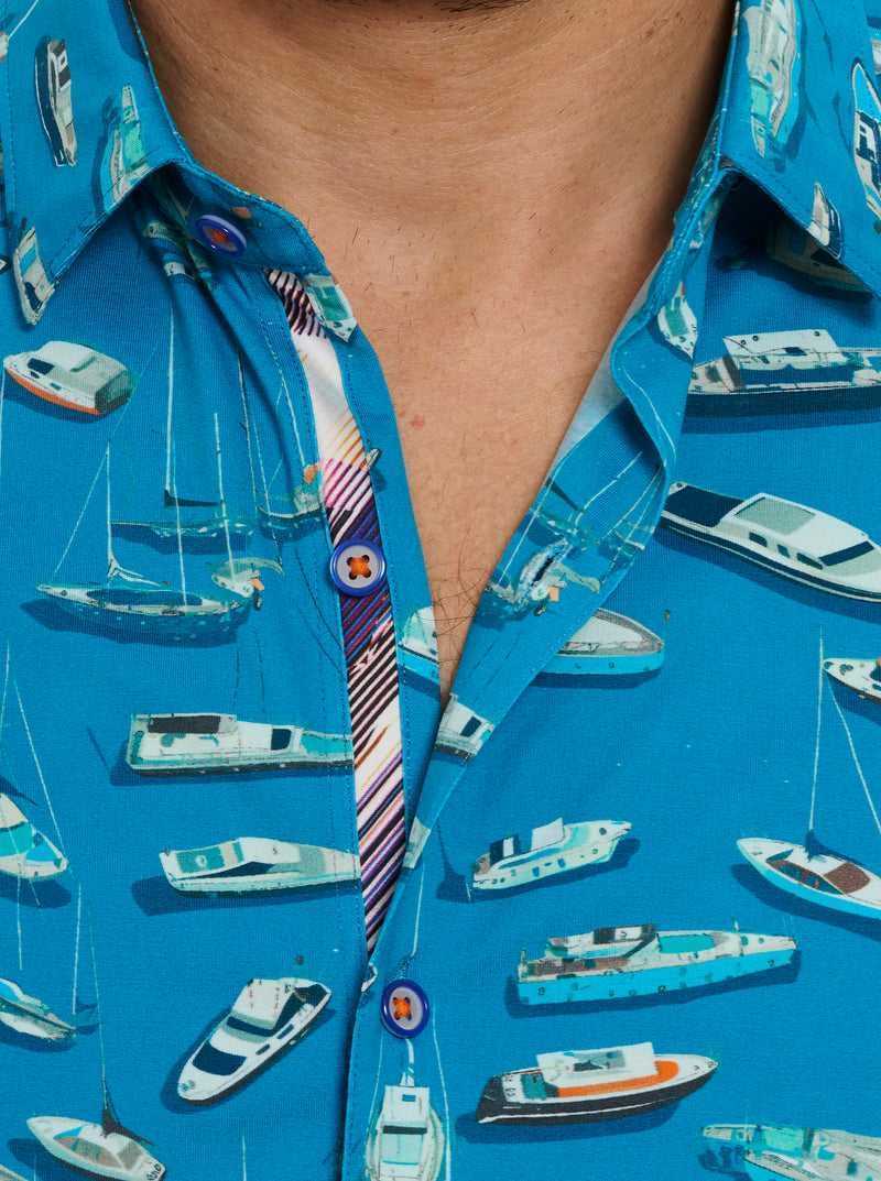 Robert Graham Boat Marina Short Sleeve Knit Shirt Teal | 073ISZGCF