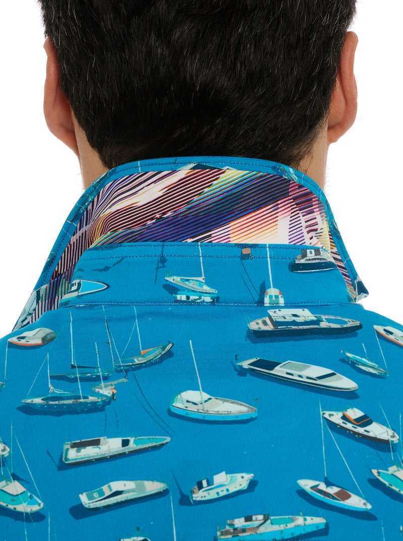 Robert Graham Boat Marina Short Sleeve Knit Shirt Teal | 073ISZGCF