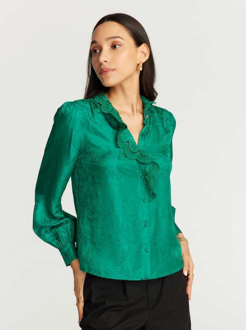 Robert Graham Brigitte Long Sleeve Shirt Emerald | 056NPSBMD