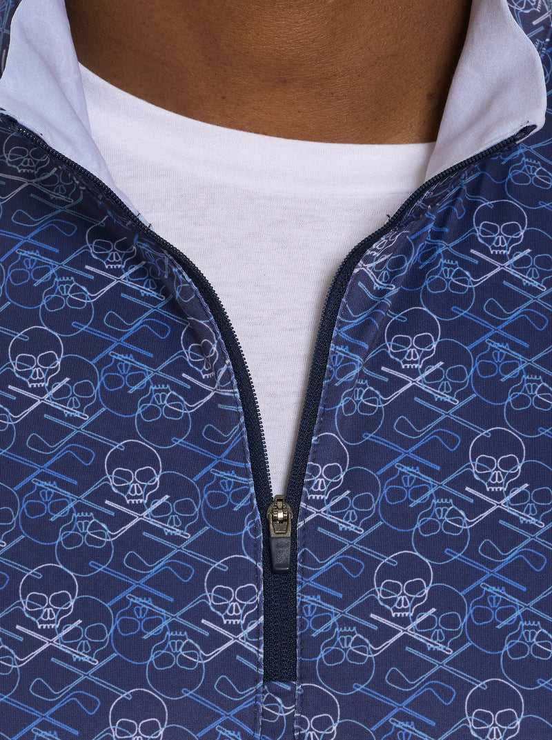 Robert Graham Iron Skull Long Sleeve Knit Sötétkék | 982DKSNHA