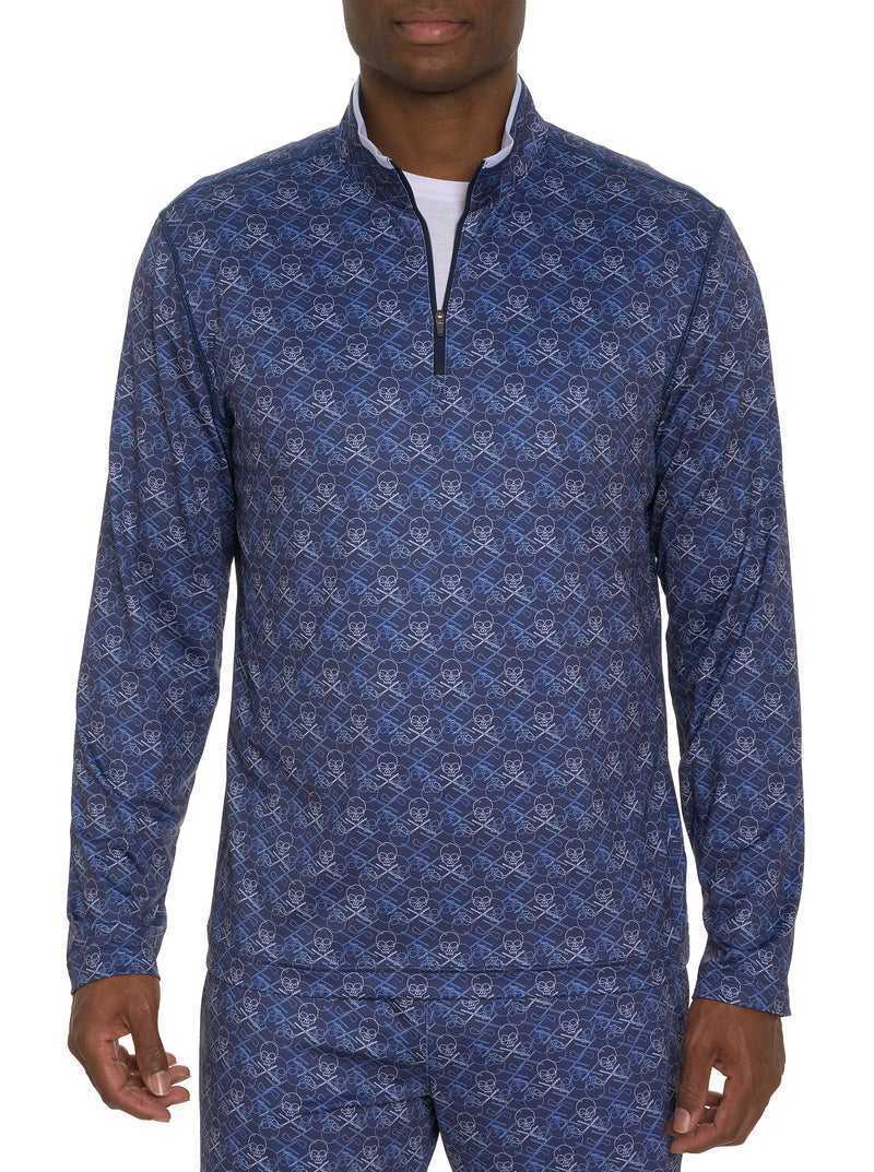 Robert Graham Iron Skull Long Sleeve Knit Sötétkék | 982DKSNHA