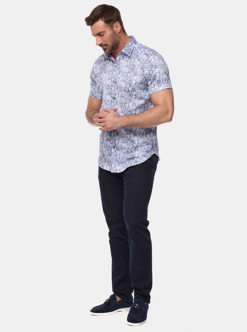 Robert Graham Kano Short Sleeve Button Down Shirt Kék | 568GJZMHI