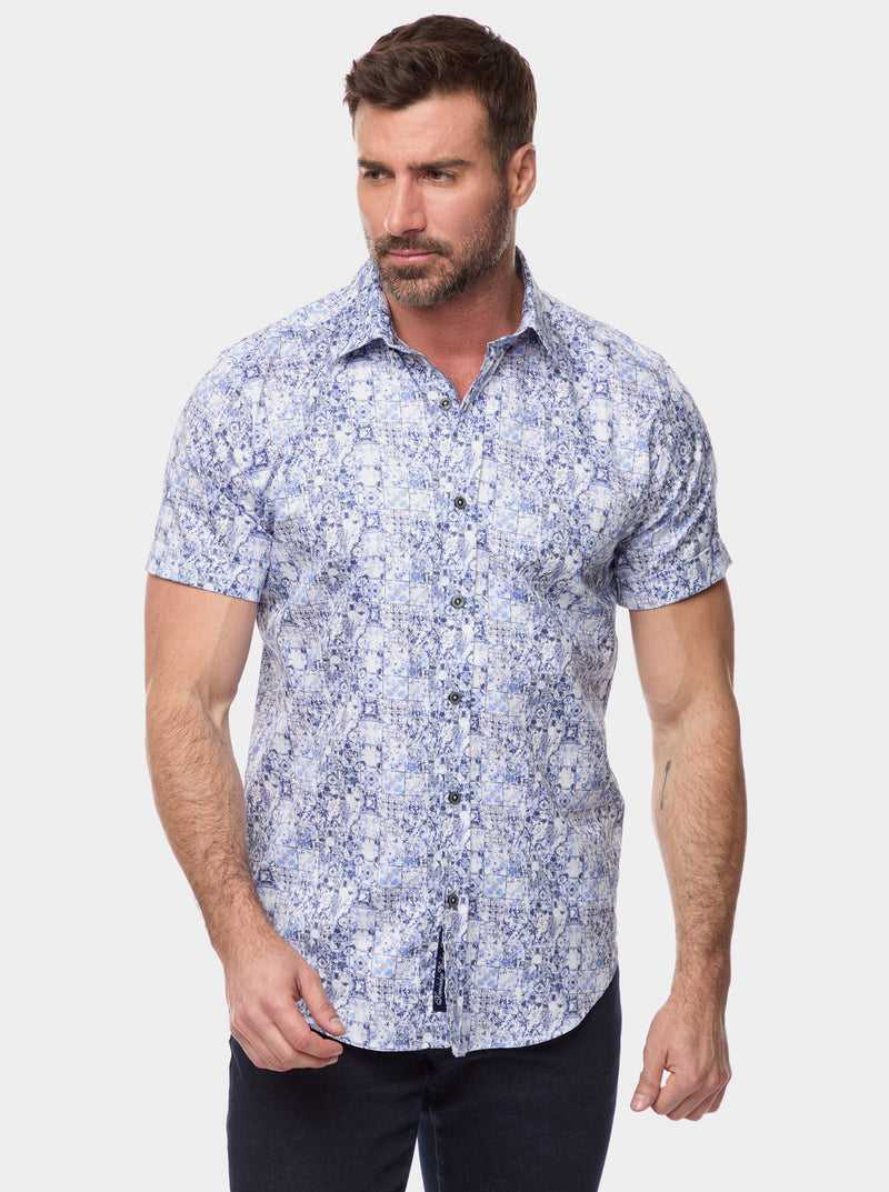 Robert Graham Kano Short Sleeve Button Down Shirt Kék | 568GJZMHI