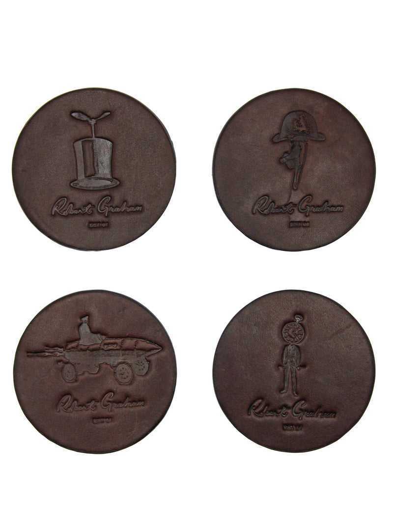 Robert Graham Leather Coasters In Valet Barna | 823LYCWTE