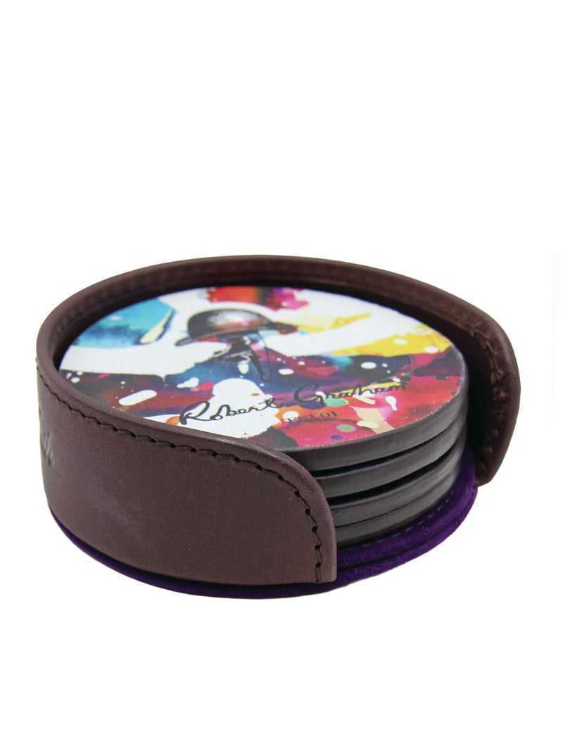 Robert Graham Leather Coasters In Valet Barna | 823LYCWTE