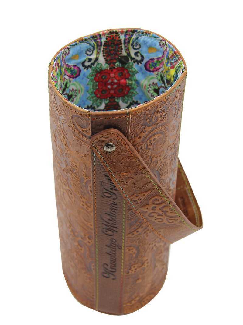 Robert Graham Leather Wine Bottle Carrier Tan | 275AVYRLB