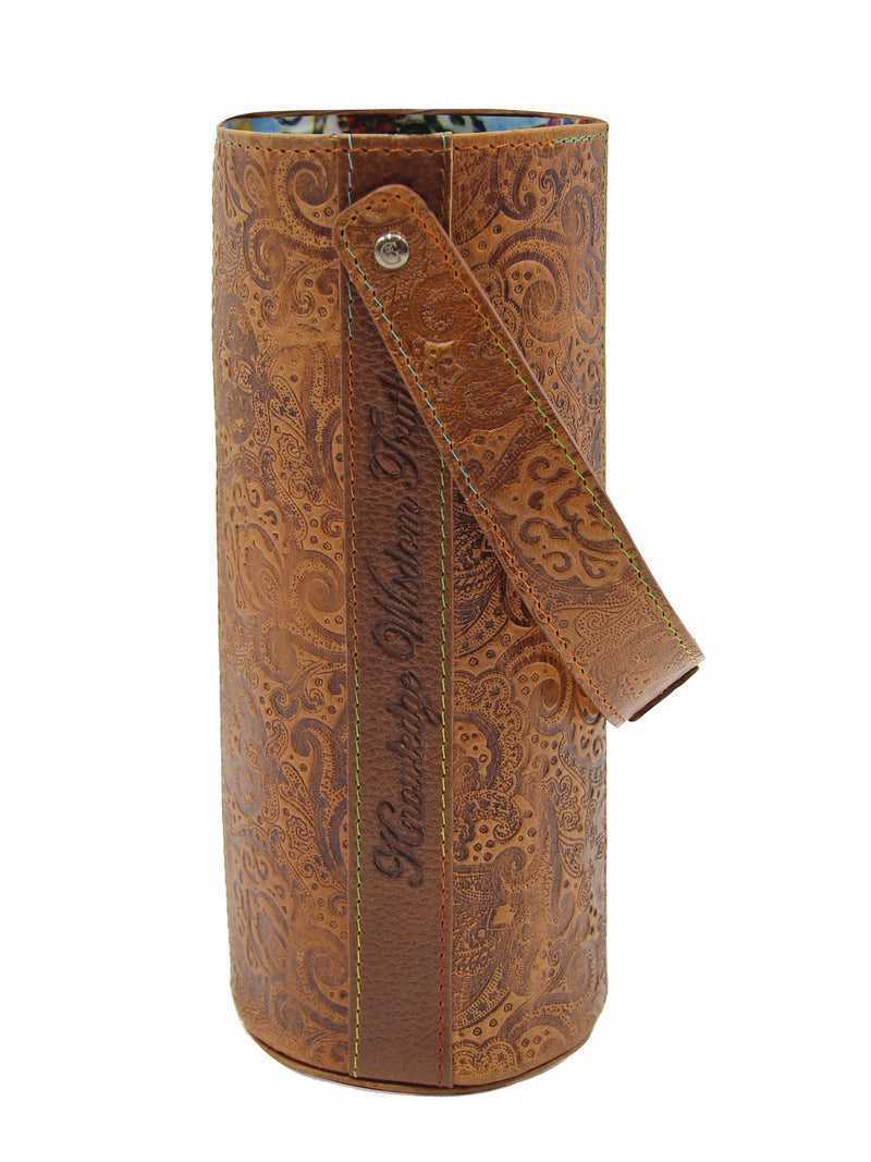 Robert Graham Leather Wine Bottle Carrier Tan | 275AVYRLB