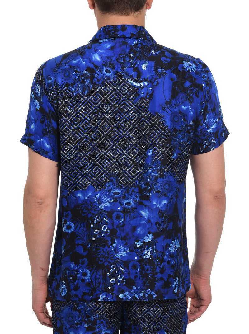 Robert Graham Limited Edition Blue Universe Short Sleeve Button Down Shirt Multi | 632LJBRWI