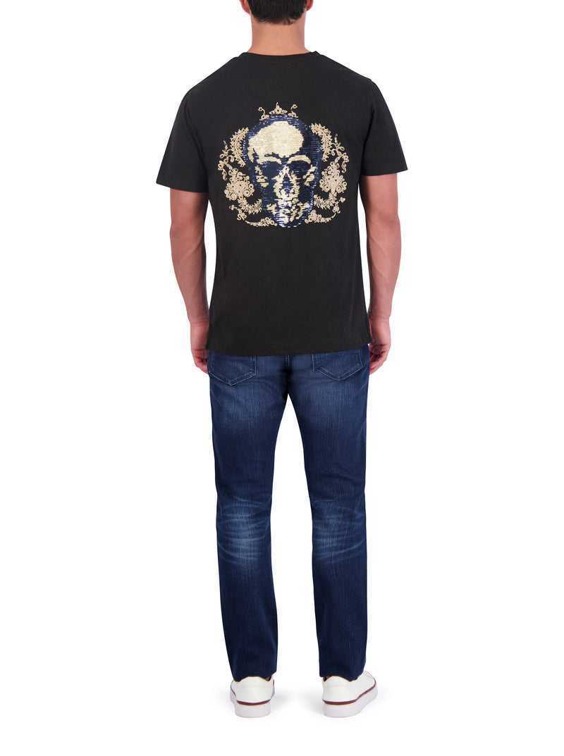 Robert Graham Limited Edition Neil Sequin Skull T-shirt Fekete | 219HFBRZT