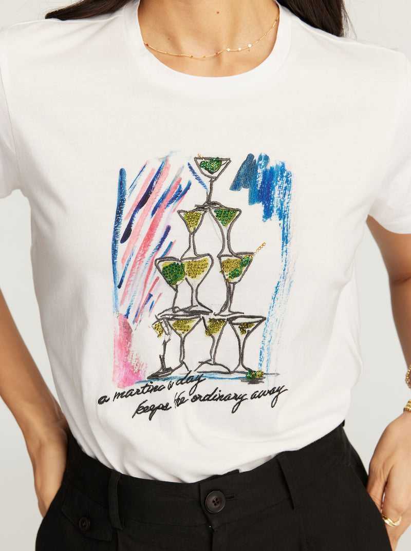 Robert Graham Martini Tower T-shirt Fehér | 642MJGONU