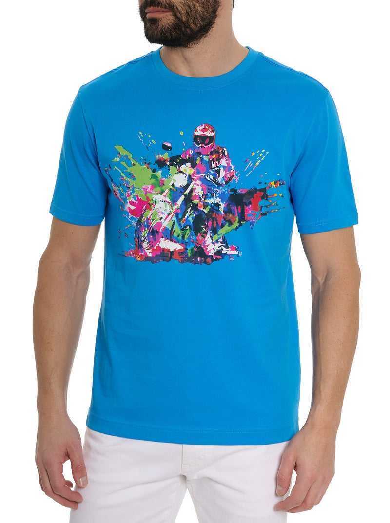 Robert Graham Moto Splash T-shirt Kék | 862ONKCLV