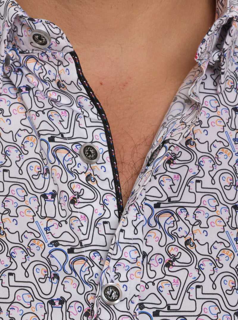 Robert Graham Painted Faces Short Sleeve Button Down Multi | 407KLQBWA