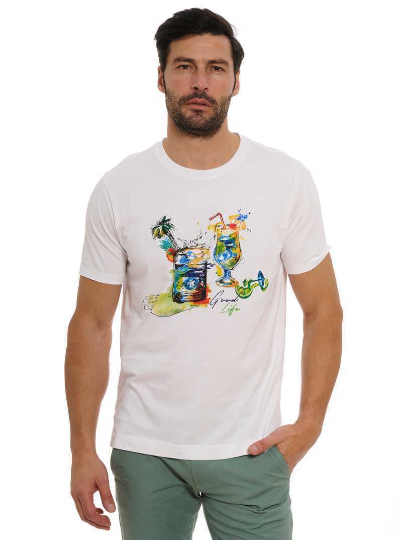 Robert Graham Sips And Spades T-shirt Fehér | 412CVRPLH