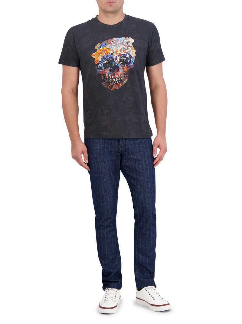 Robert Graham Skull Scrolls T-shirt Fekete | 189NFZKTH