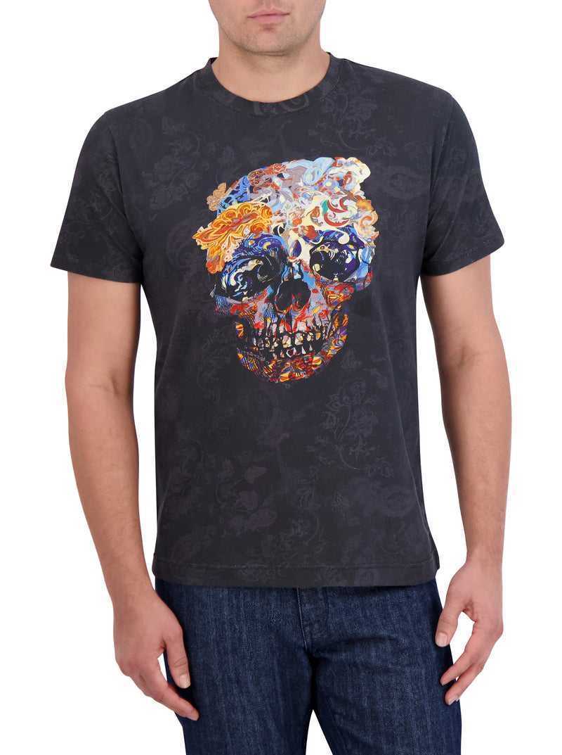 Robert Graham Skull Scrolls T-shirt Fekete | 189NFZKTH